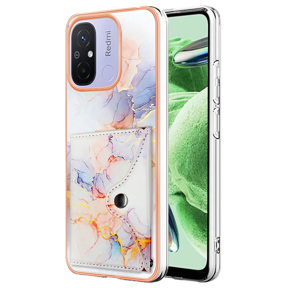 YB Leather Coating Series-9 for Xiaomi Redmi 12C 4G / 11A 4G Case IMD Pattern Kickstand Back Cover YB Leather Coating Series-9 for Xiaomi Redmi 12C 4G / 11A 4G Case IMD Pattern Kickstand Back Cover